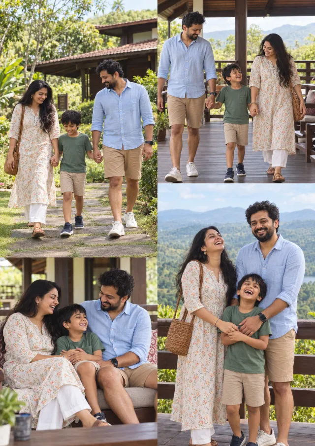 Staggered collage example with four everyday family moments