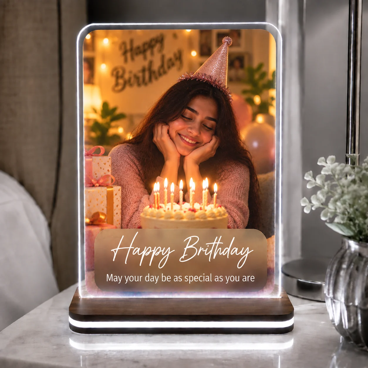 Personalised birthday LED photo frame — Your birthday LED frame