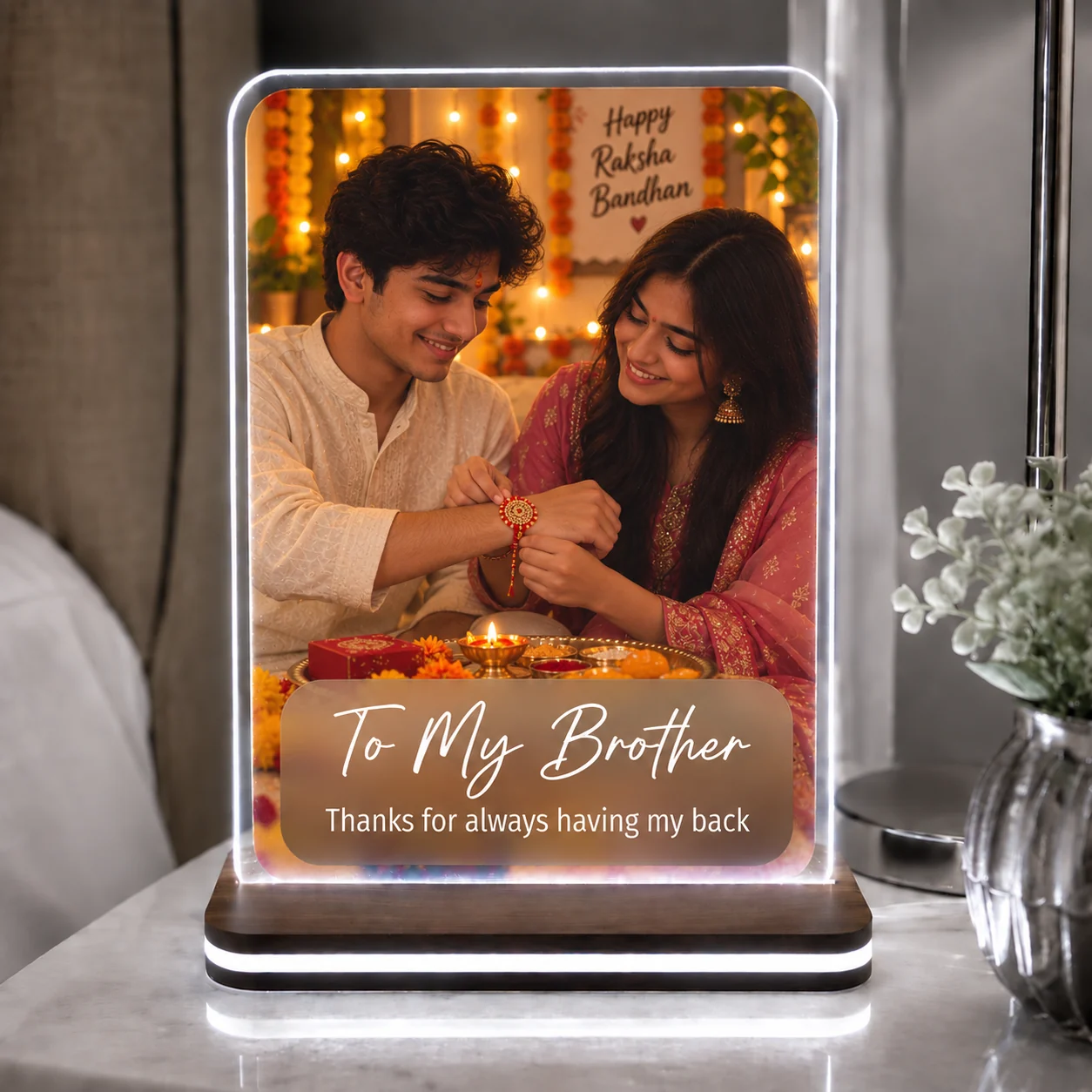 Personalised brother LED photo frame — Your brother LED frame
