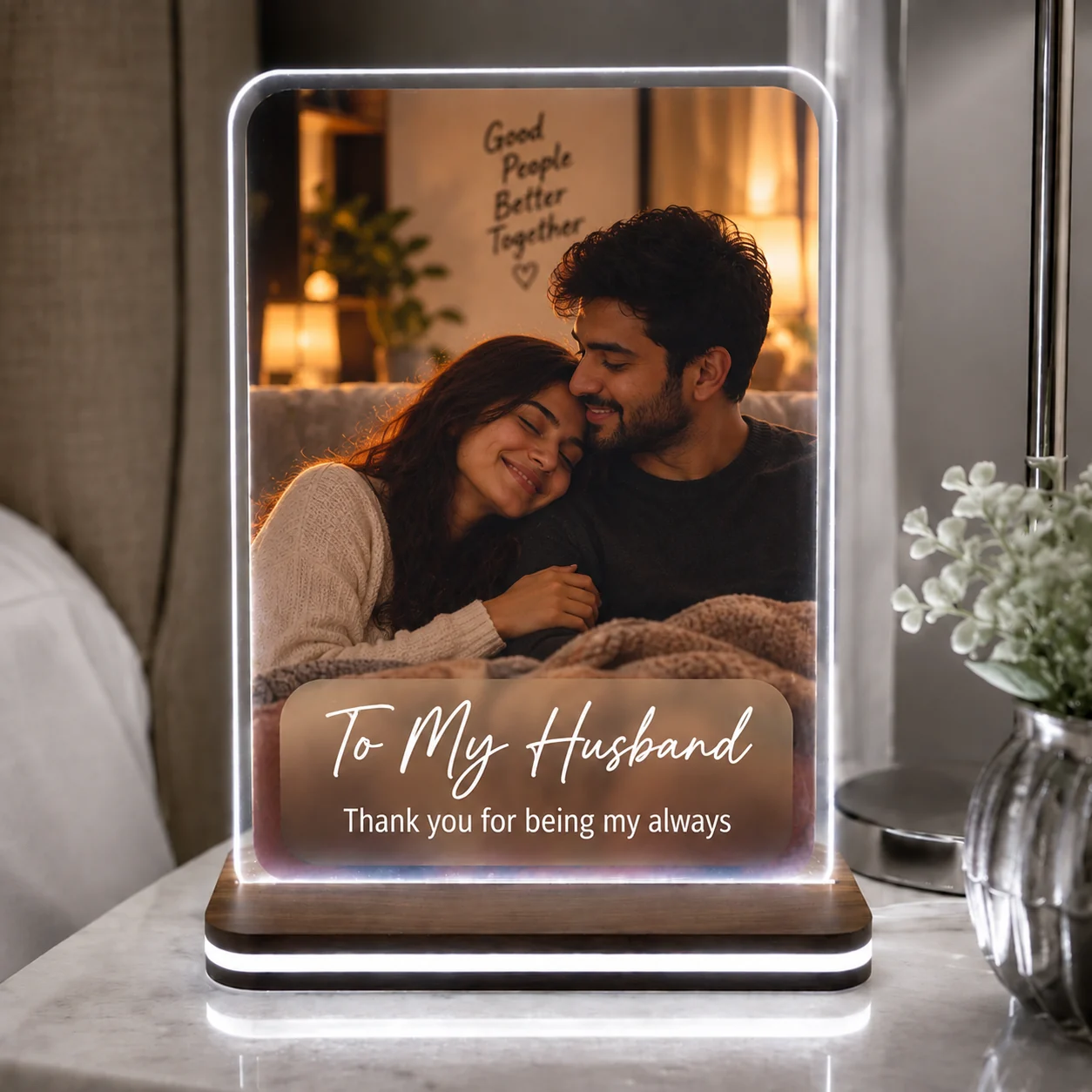 Personalised husband LED photo frame — Your husband LED frame