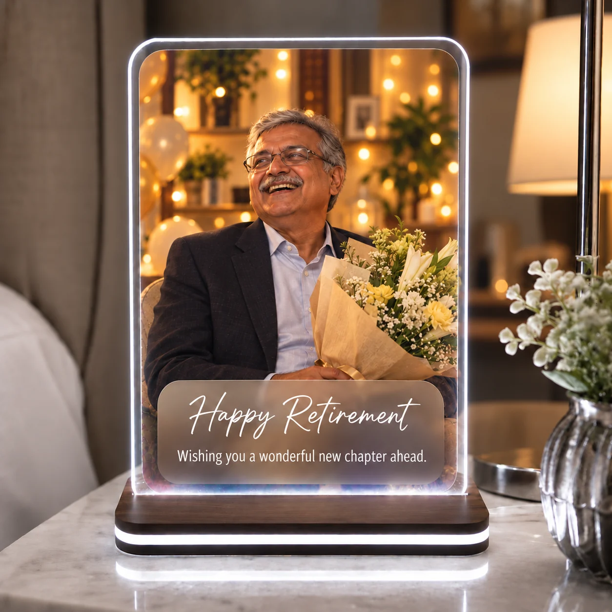 Personalised retirement LED photo frame — Your retirement LED frame
