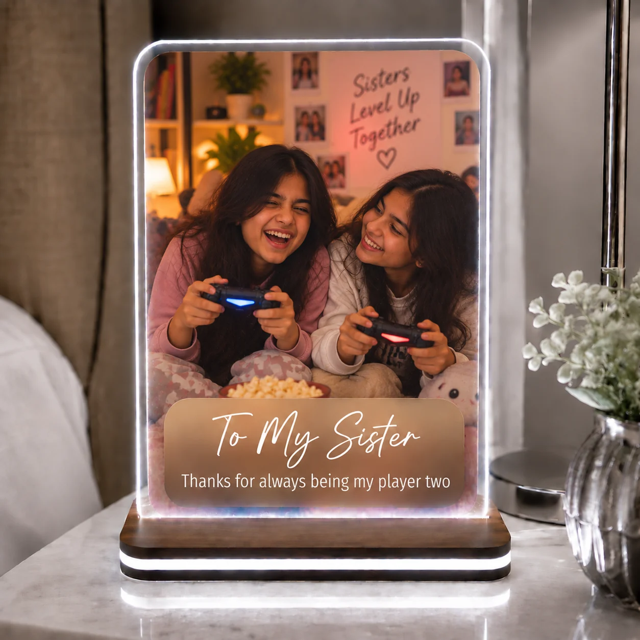 Personalised sister LED photo frame — Your sister LED frame