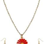 Red Daisy Front necklace set