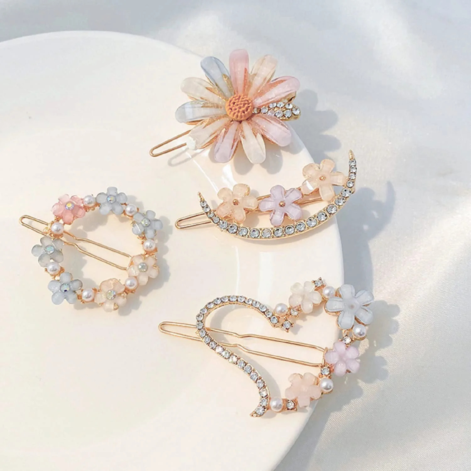 pastel flower hair clips set pastel flower hair clips set
