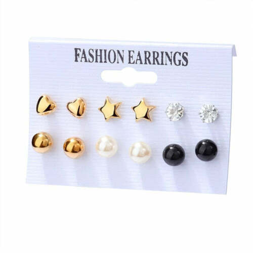 6 pairs stud earrings set