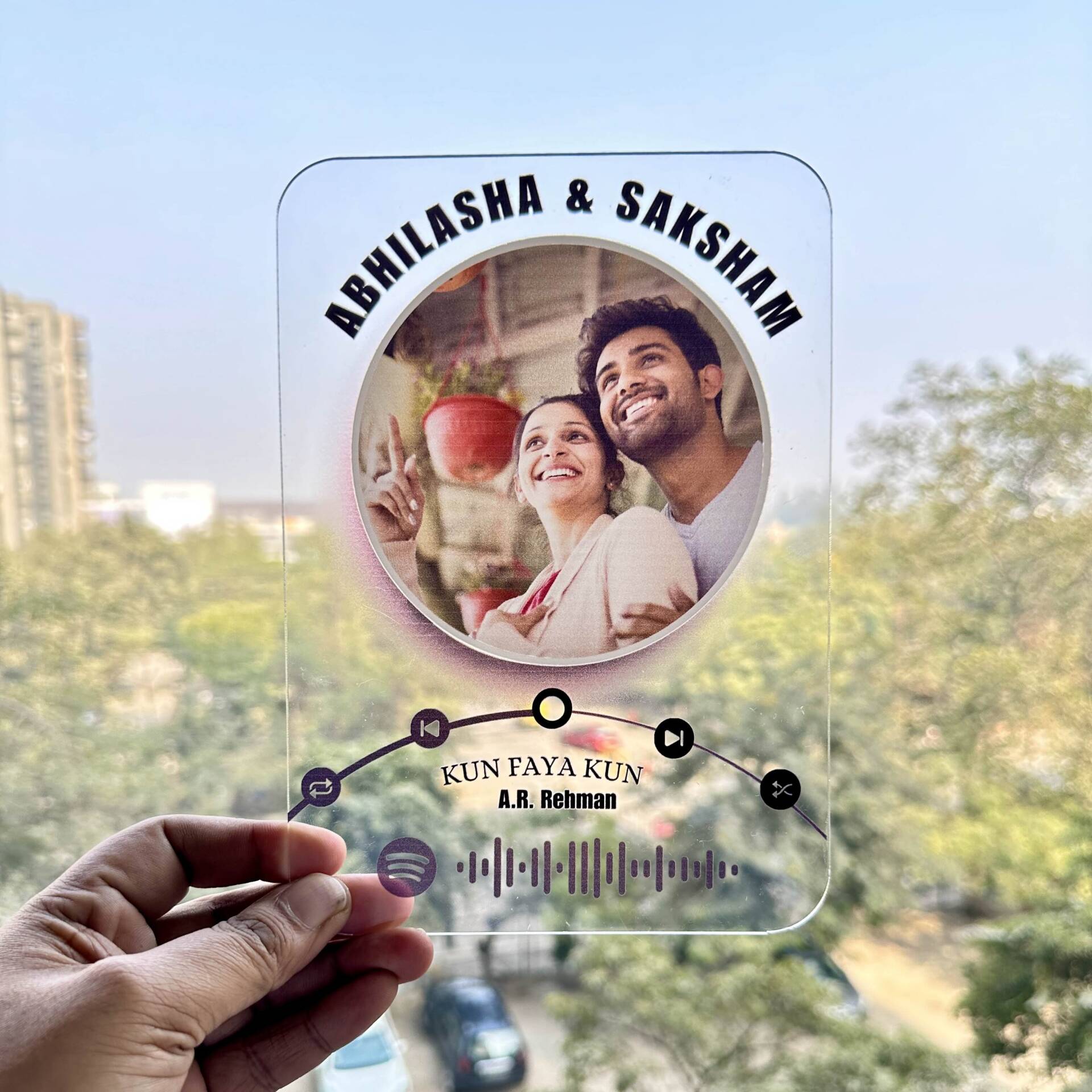 Beautiful Personalized Acrylic Photo Frame with Spotify Code - Image 2