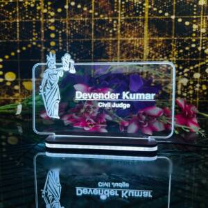 Luxurious Tresneria Customized Acrylic Desk Name Plate | 23X6.5 CM | Acrylic - LED Light