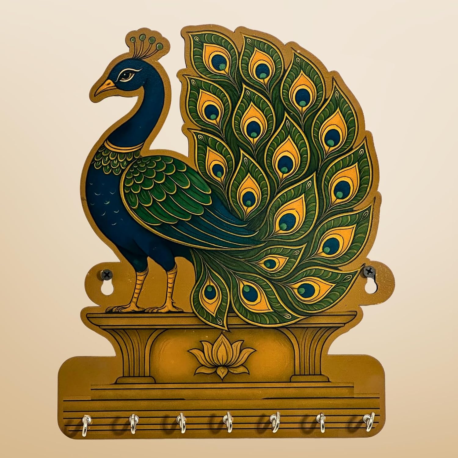 Royal Peacock Key Holder For Home – Lightweight Decorative Wall Art for Home | Stylish Key Organizer for Bedroom, Living Room, Guest Room & Dining Area