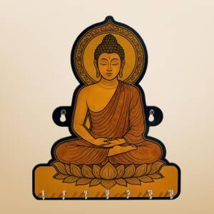 Lord Buddha Key Hanger For Home – MDF UV-Printed Peaceful Wall Décor | Key Hanger For Home Decoration, Living Room, Bedroom & Guest Room.