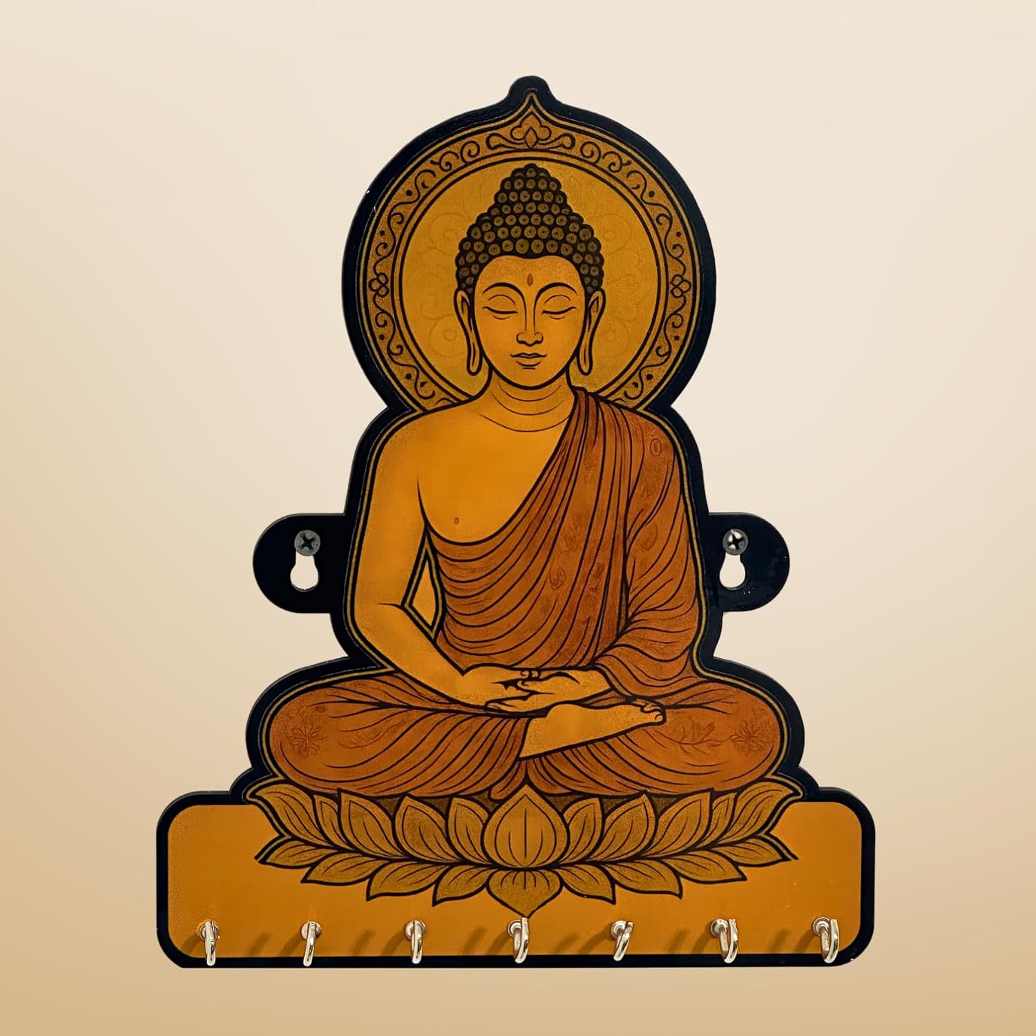 Lord Buddha Key Hanger For Home – MDF UV-Printed Peaceful Wall Décor | Key Hanger For Home Decoration, Living Room, Bedroom & Guest Room.