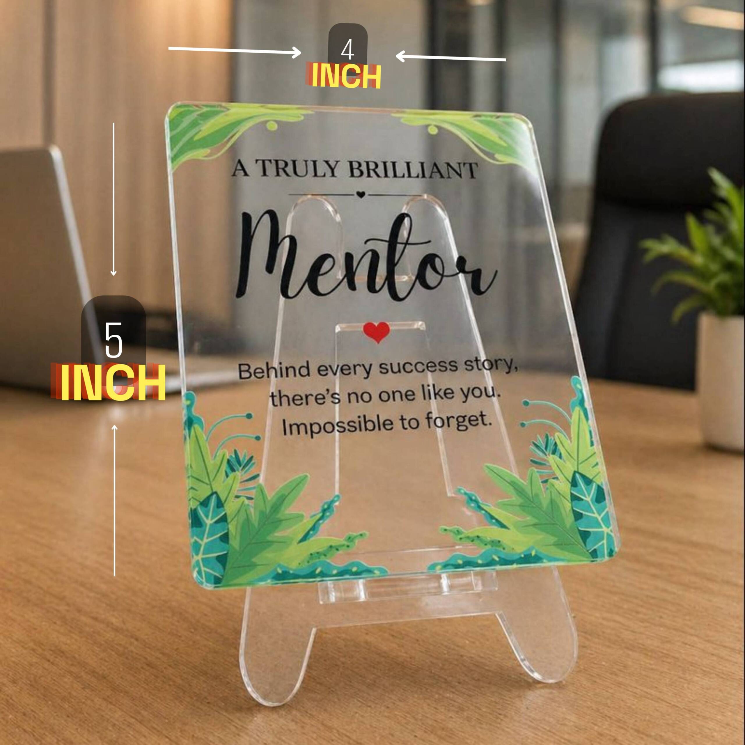 A Truly Brilliant Mentor Appreciation Gift For Mentor | Transparent Acrylic Desk Frame with Stand (5x4 Inch) - Image 3