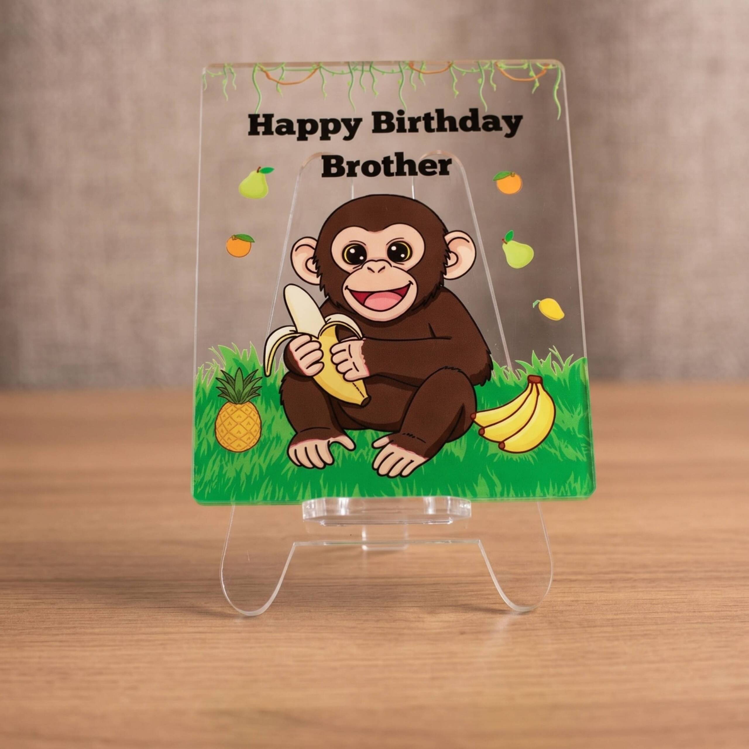 Happy Birthday Brother | Transparent Acrylic Desk Frame with Stand (5x4 Inch) | Birthday Gift For Brother
