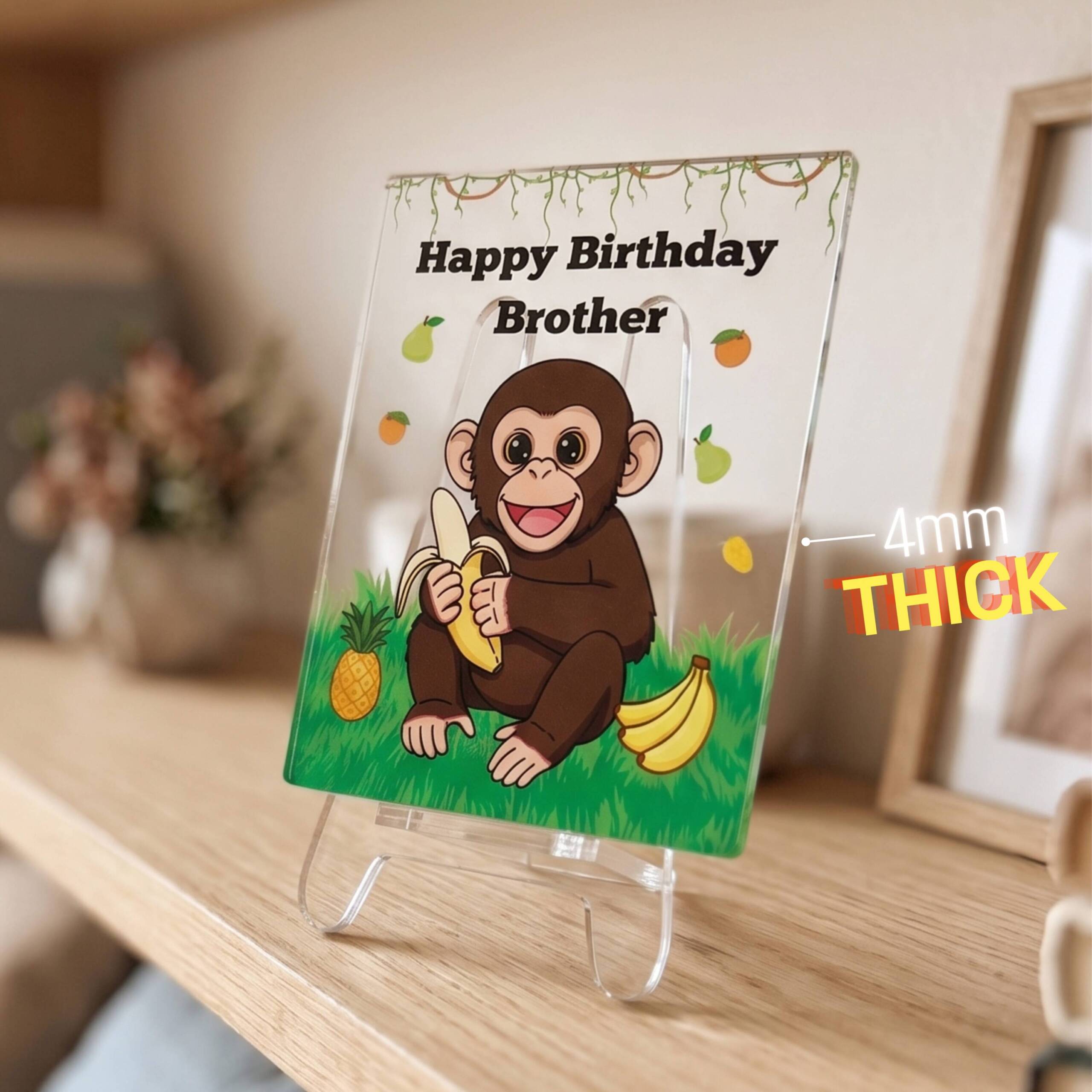 Happy Birthday Brother | Transparent Acrylic Desk Frame with Stand (5x4 Inch) | Birthday Gift For Brother - Image 2