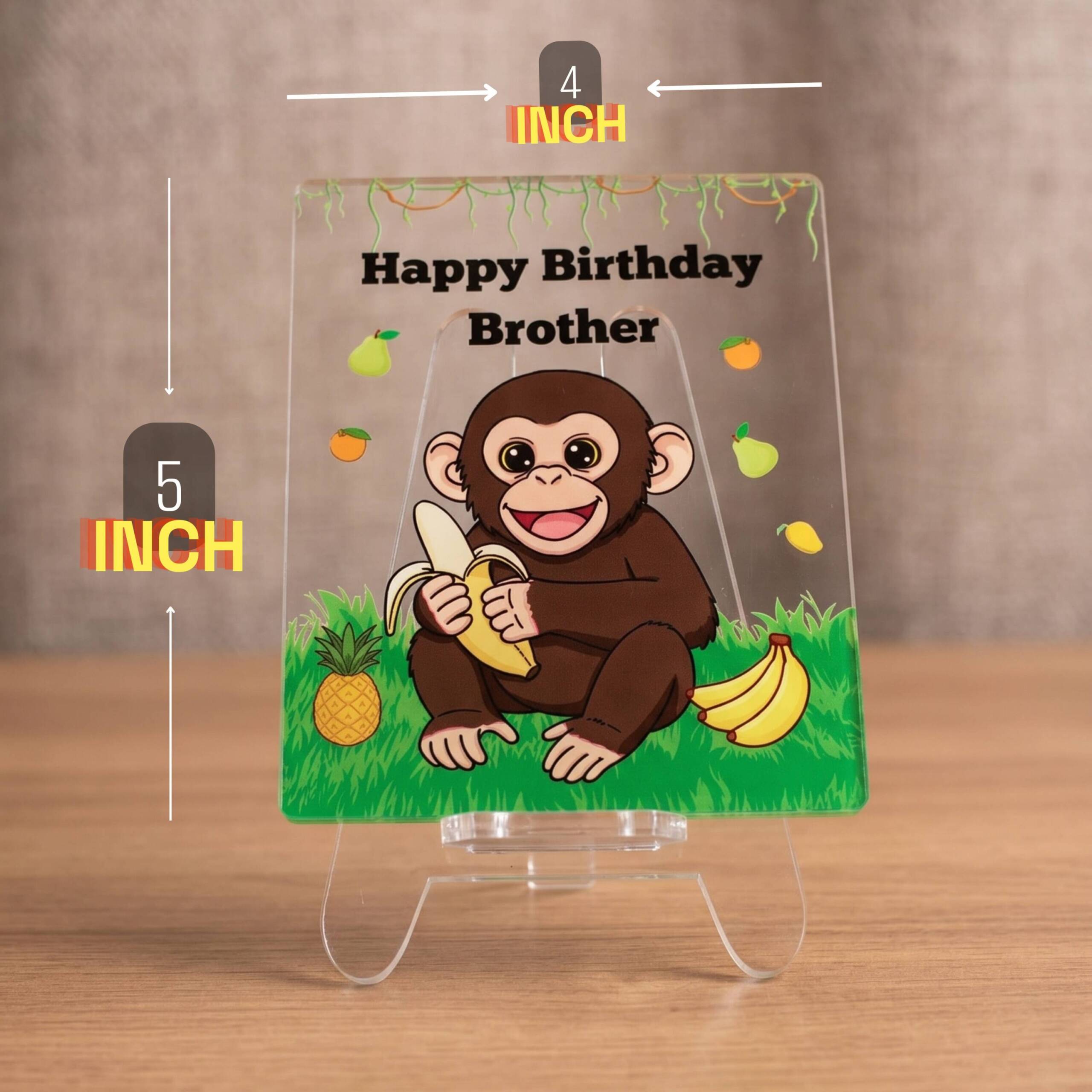 Happy Birthday Brother | Transparent Acrylic Desk Frame with Stand (5x4 Inch) | Birthday Gift For Brother - Image 3