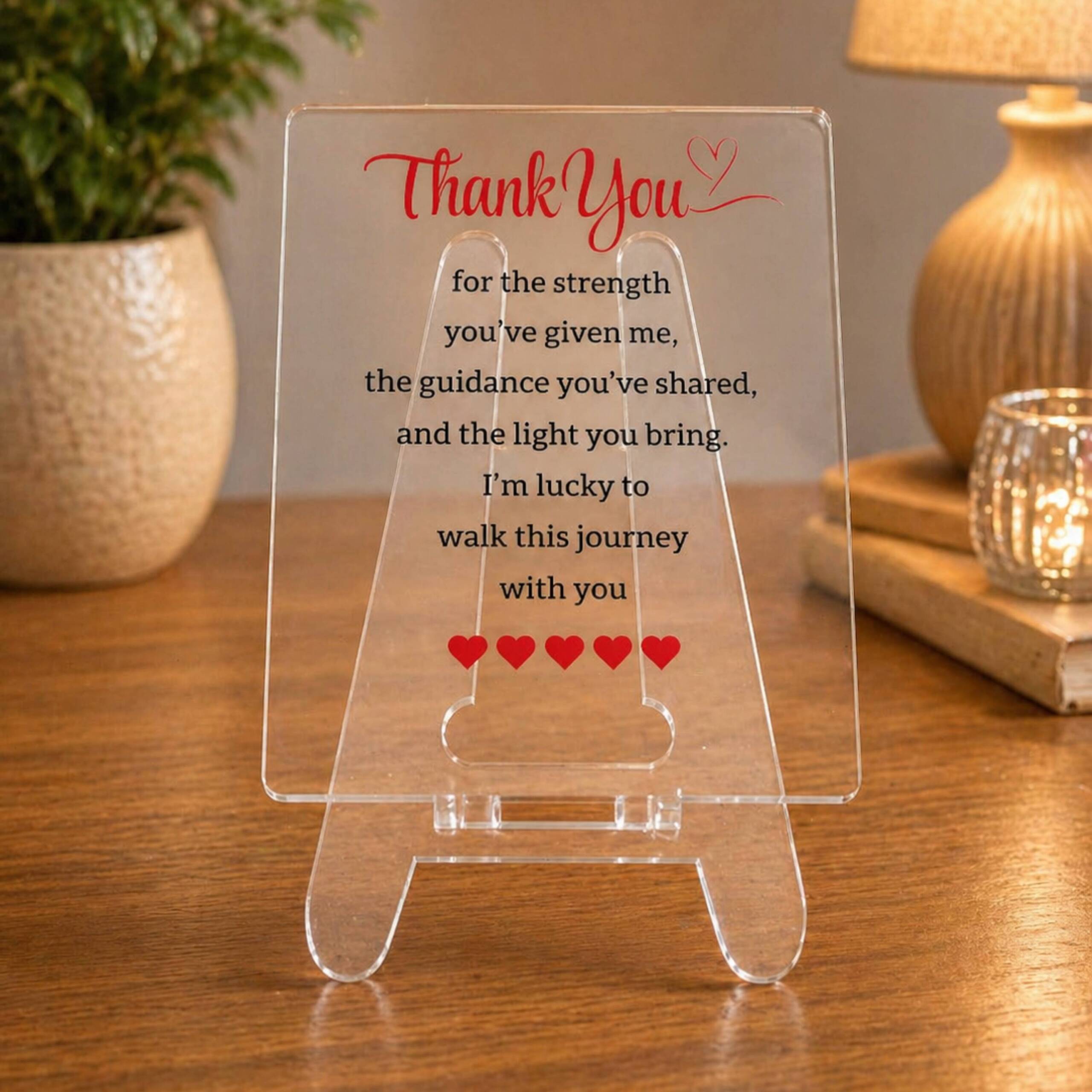 Thank You | Transparent Acrylic Desk Frame with Stand (5x4 Inch) | Heartfelt Appreciation Gift Plaque | Decorative Tabletop Home & Office Décor