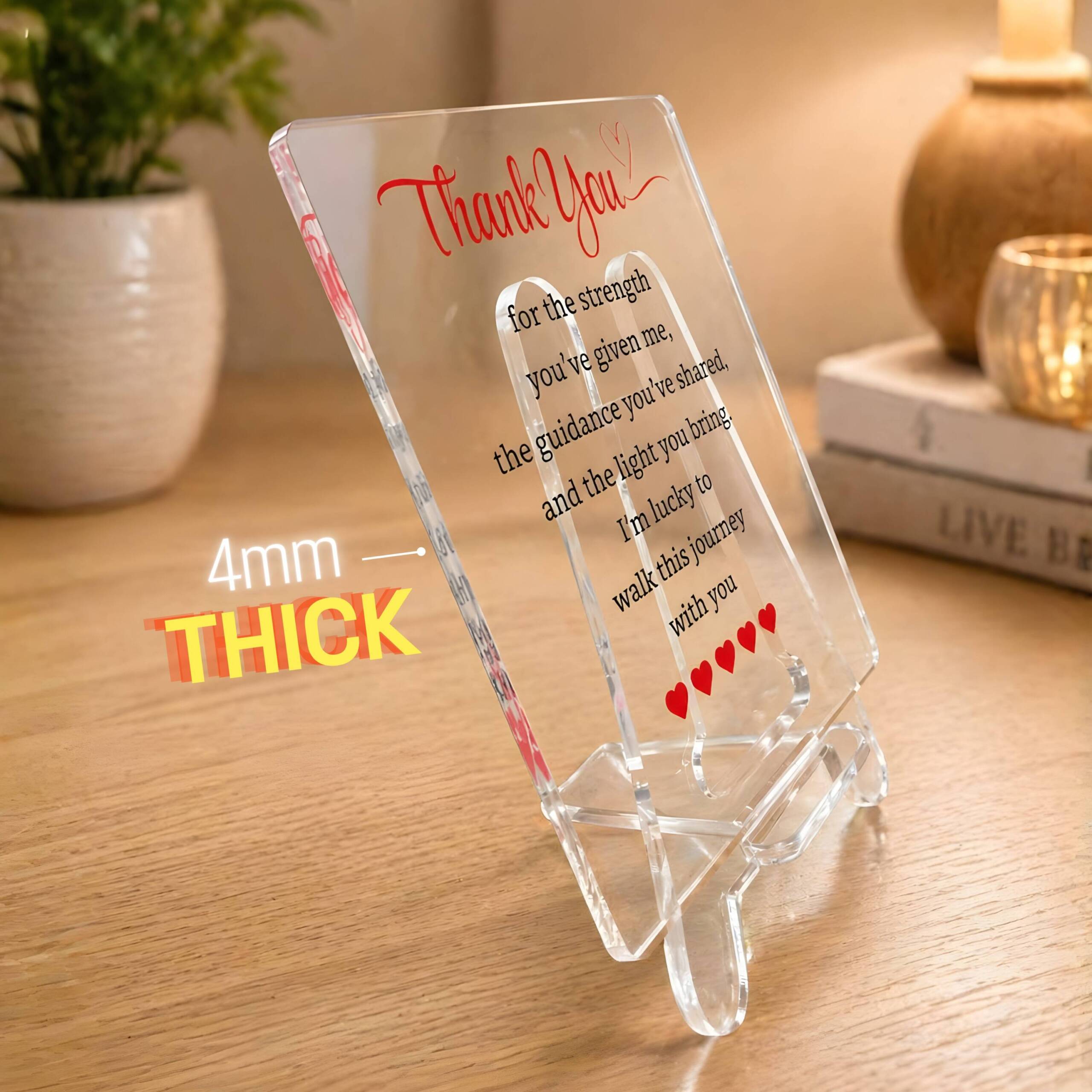 Thank You | Transparent Acrylic Desk Frame with Stand (5x4 Inch) | Heartfelt Appreciation Gift Plaque | Decorative Tabletop Home & Office Décor - Image 2