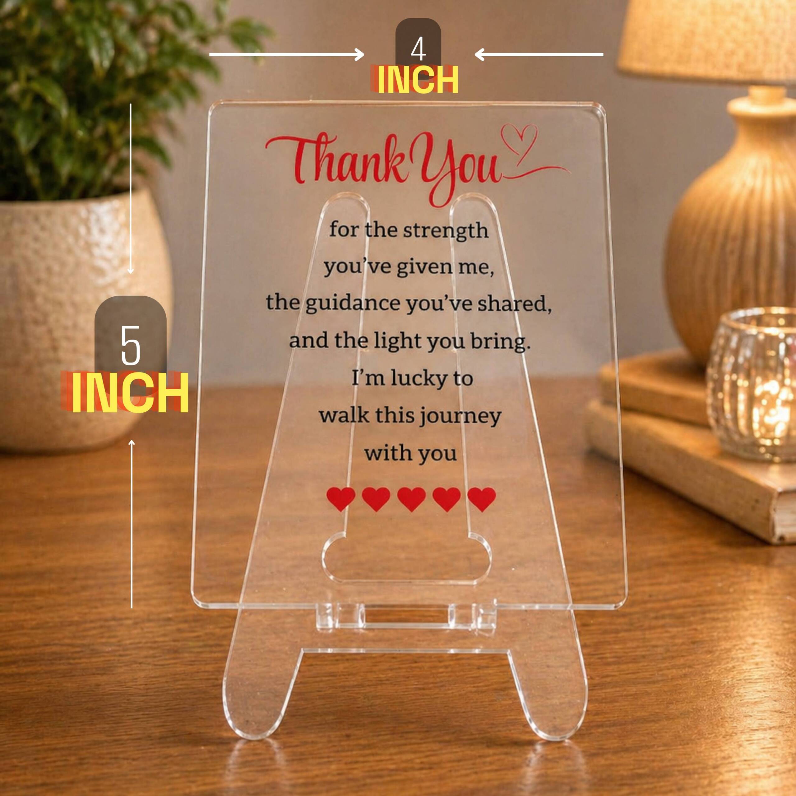 Thank You | Transparent Acrylic Desk Frame with Stand (5x4 Inch) | Heartfelt Appreciation Gift Plaque | Decorative Tabletop Home & Office Décor - Image 3