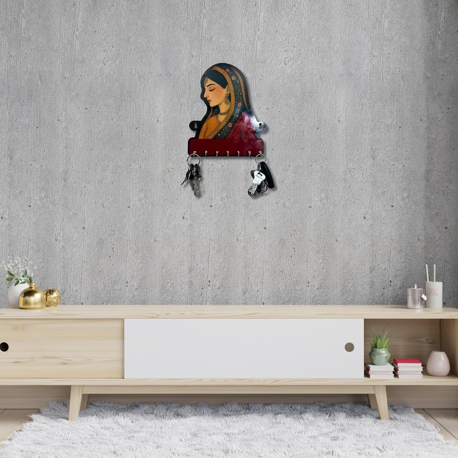 Royal Graceful Lady MDF Key Holder – Decorative Modern Wall Art for Home | Elegant MDF Key Holder Organizer for Bedroom, Living Room, Guest Room & Dining Area - Image 2