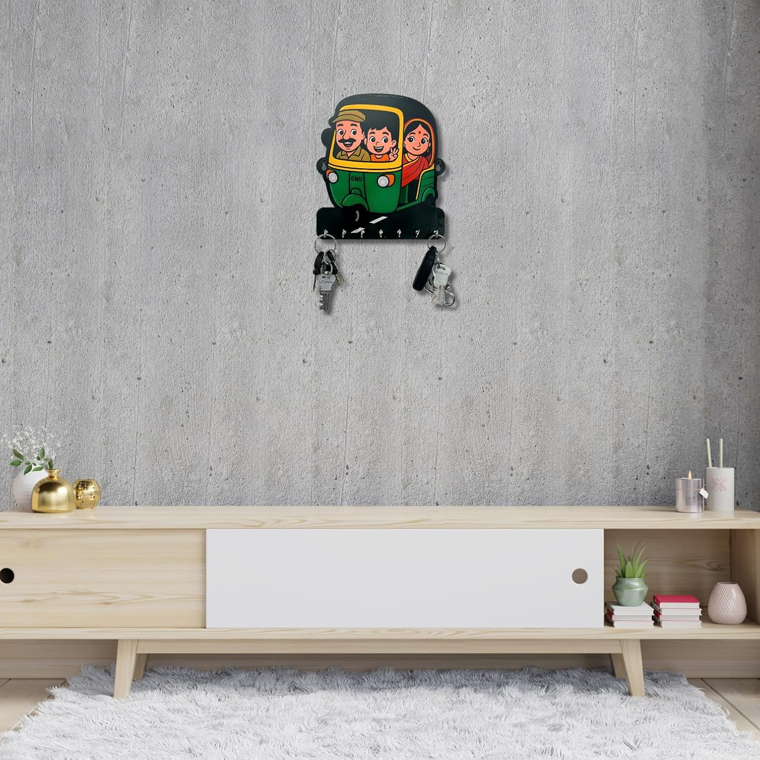 Tuk Tuk Key Holder Design – Wall-Mounted Decorative Hook Organizer for Home - Image 2