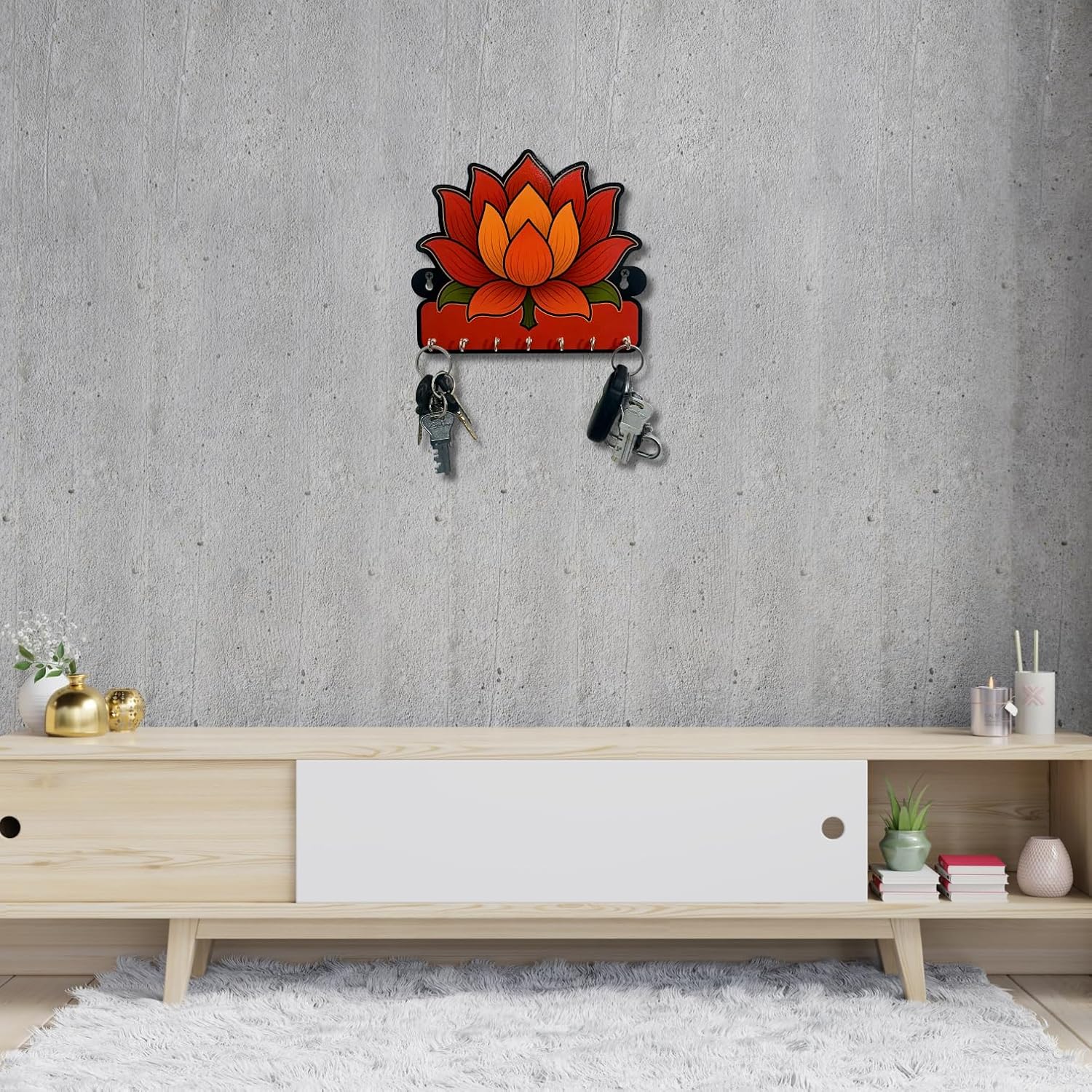 Beautiful Flower Key Holder – Decorative Modern Wall Art for Home || Elegant Key Organizer for Bedroom, Living Room, Guest Room & Dining Area || - Image 2