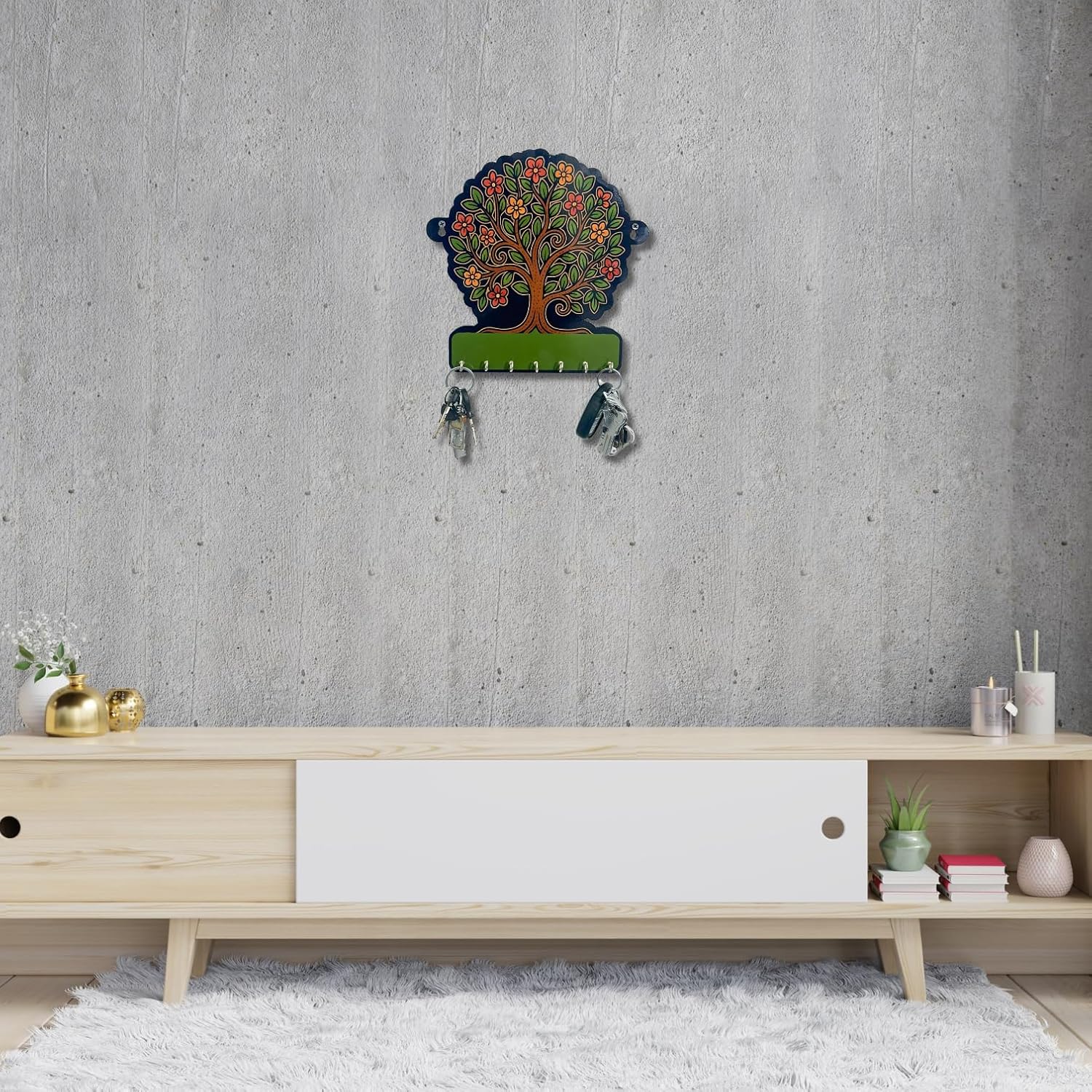 Tree of Life Wooden Unique Key Holder For Wall – Lightweight Wall Hanging Organizer for Home & Office | Decorative Modern Art for Bedroom, Living Room, Guest Room & Dining Area - Image 2