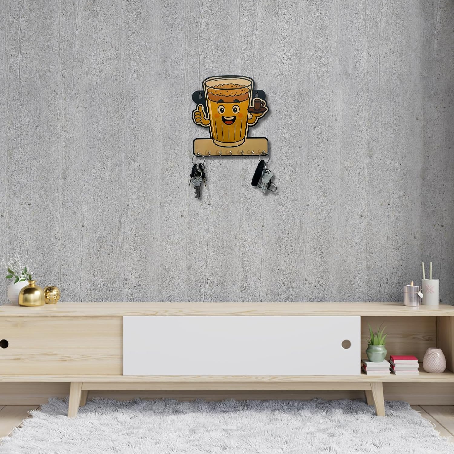 Funny Tea Lover Wall Key Hanger for Kitchen & Café Decor | Artistic MDF Décor with 7 Hooks | Premium Wooden Key Holder for Home/Office Decor/Key Hanger for Wall Decor,Decorative Item for Home - Image 2
