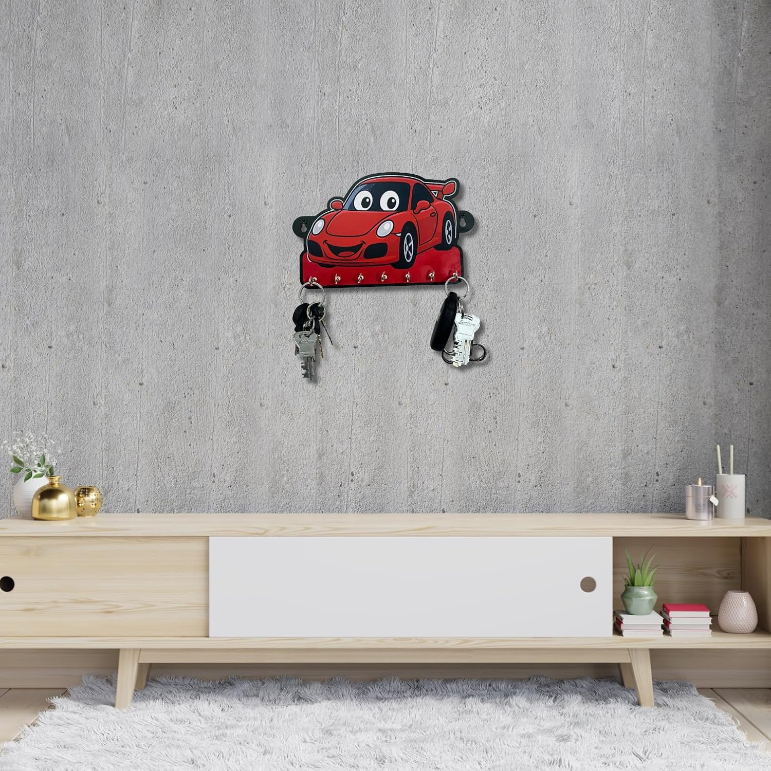 Decorative Kids Car Key Holder – Lightweight Wall Hanging Organizer for Home & Office | Fun Modern Art for Bedroom, Living Room, Guest Room & Dining Area - Image 2