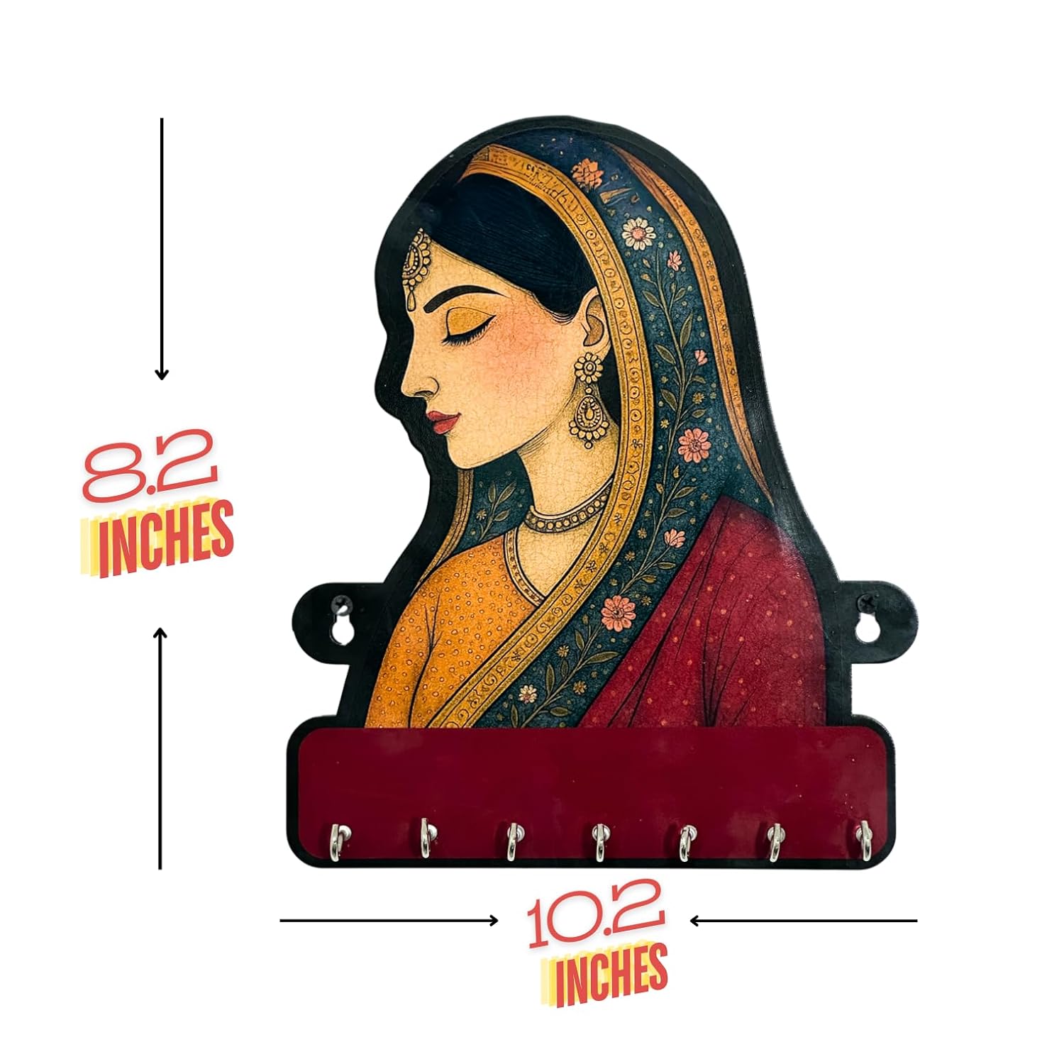 Royal Graceful Lady MDF Key Holder – Decorative Modern Wall Art for Home | Elegant MDF Key Holder Organizer for Bedroom, Living Room, Guest Room & Dining Area - Image 3