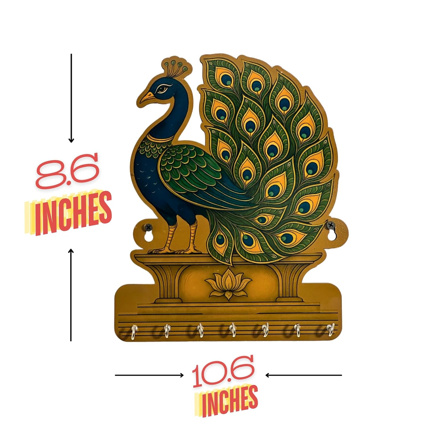 Royal Peacock Key Holder For Home – Lightweight Decorative Wall Art for Home | Stylish Key Organizer for Bedroom, Living Room, Guest Room & Dining Area - Image 3