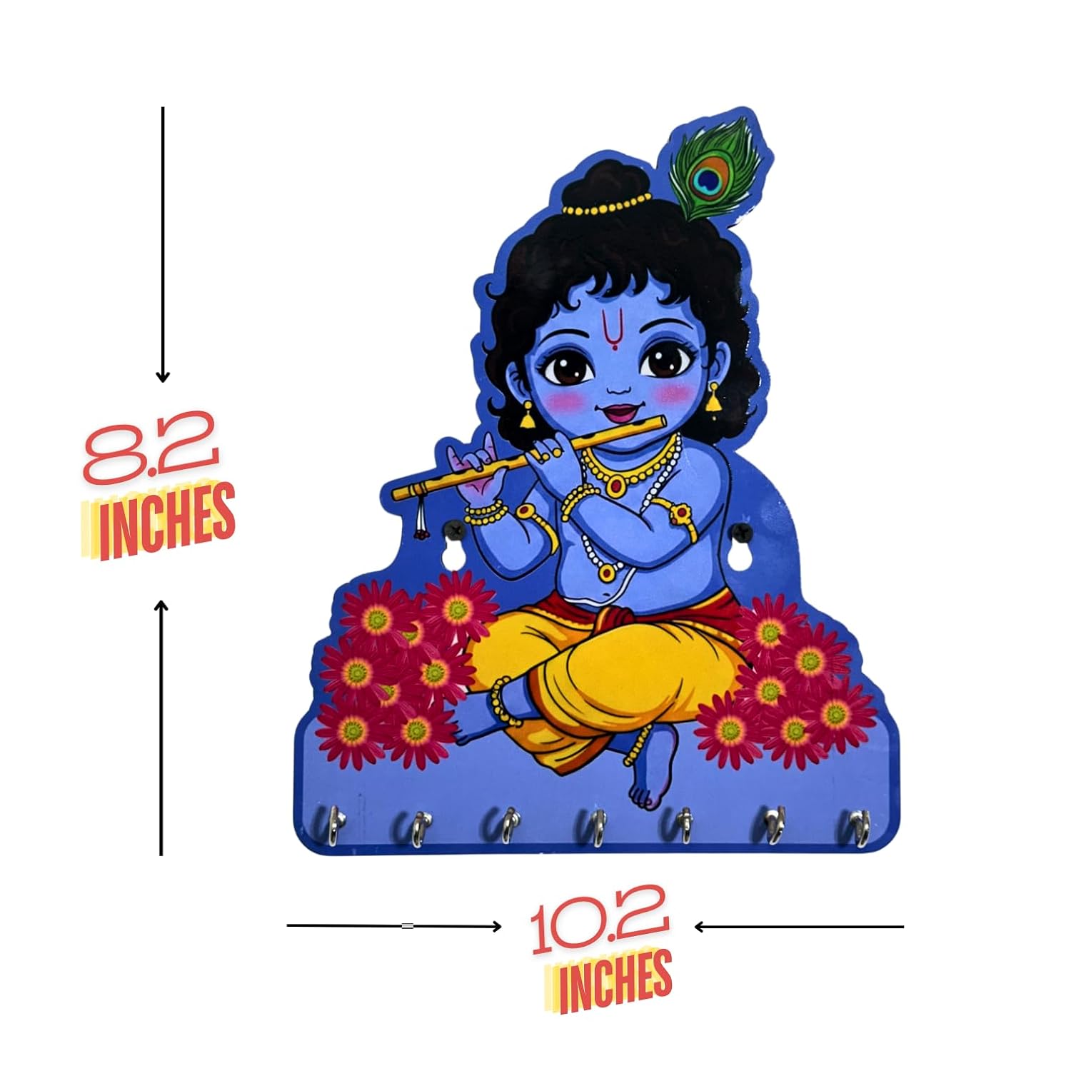 Shri Krishna (Makhan Chor) Key Holder For Wall – Decorative Wall Art for Home | Little Krishna Key Holder For Wall Organizer for Bedroom, Living Room, Guest Room & Dining Area - Image 3