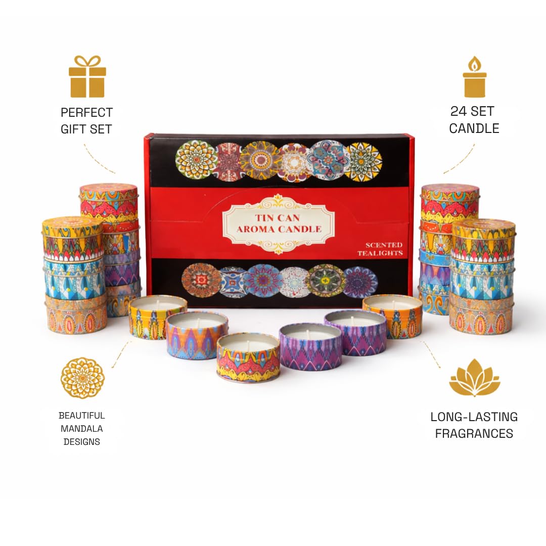 Mandala Magic 24 Jar Aroma Candle Set || Luxury Fragrance Long-Lasting Aroma Candle || Home Decor Scented Candle for Gifting || Designer Aroma Candles for Gifting - Image 4