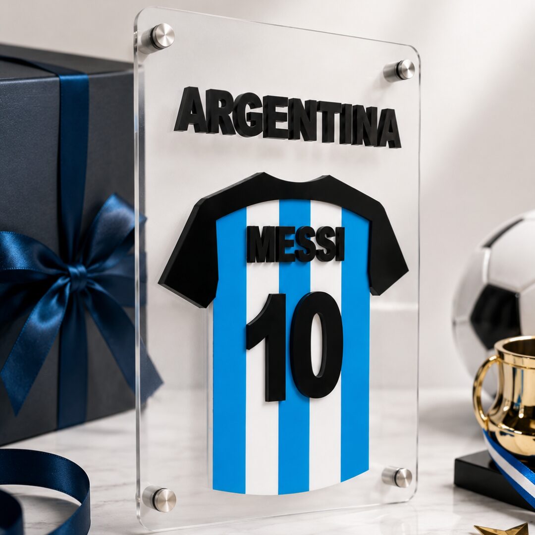 Sensational Messi Argentina Jersey Wall Art – Premium 3D Acrylic Plaque - Image 3