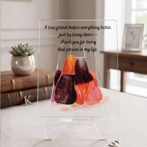 Gift For Friends Heartfelt Friendship | Transparent Acrylic Desk Frame with Stand (5x4 Inch)