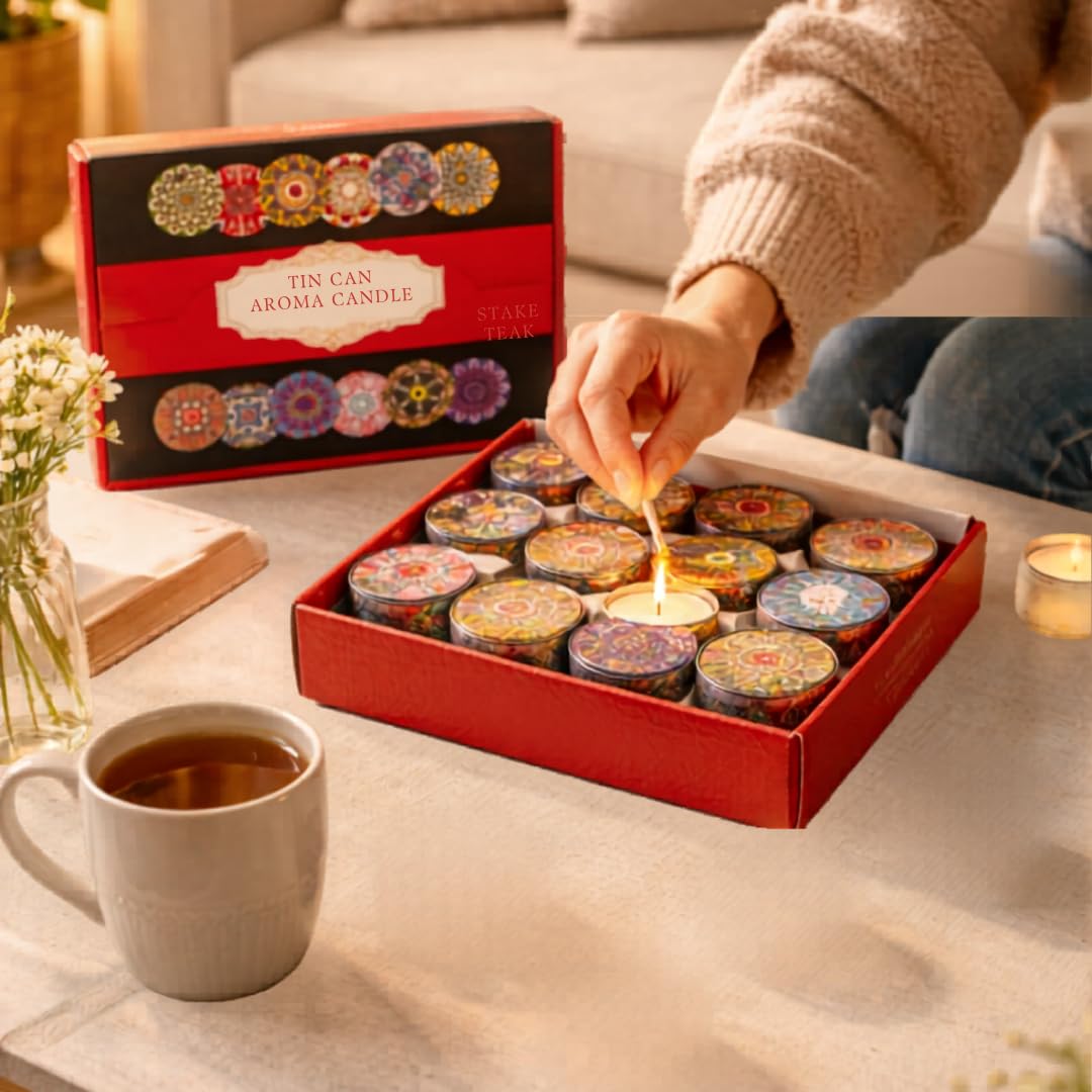 Set of 12 Aroma Candles Home Decor Gift Items – Long Burning Scented Set for Women, Home Ambience & Gifting Decorative Fragrance Candles in Designer Tins | Travel-Friendly | Ideal for Gifting & Home Décor - Image 5