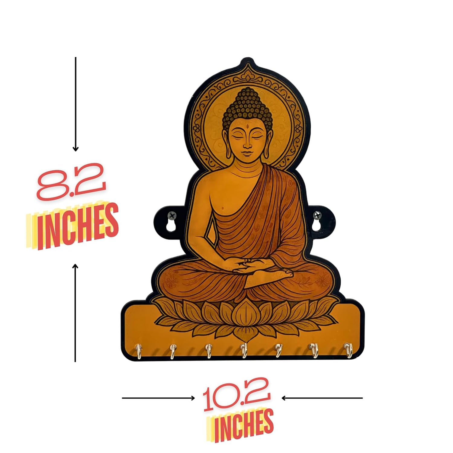 Lord Buddha Key Hanger For Home – MDF UV-Printed Peaceful Wall Décor | Key Hanger For Home Decoration, Living Room, Bedroom & Guest Room. - Image 2