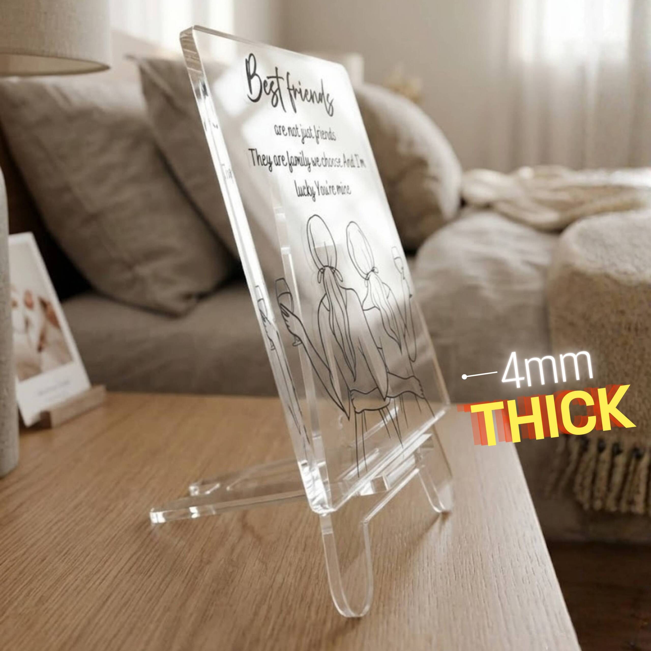 Best Gift For Best Friend Transparent Acrylic Desk Frame with Stand (5x4 Inch) | Best Friends Acrylic Desk Sign Gift - Image 2