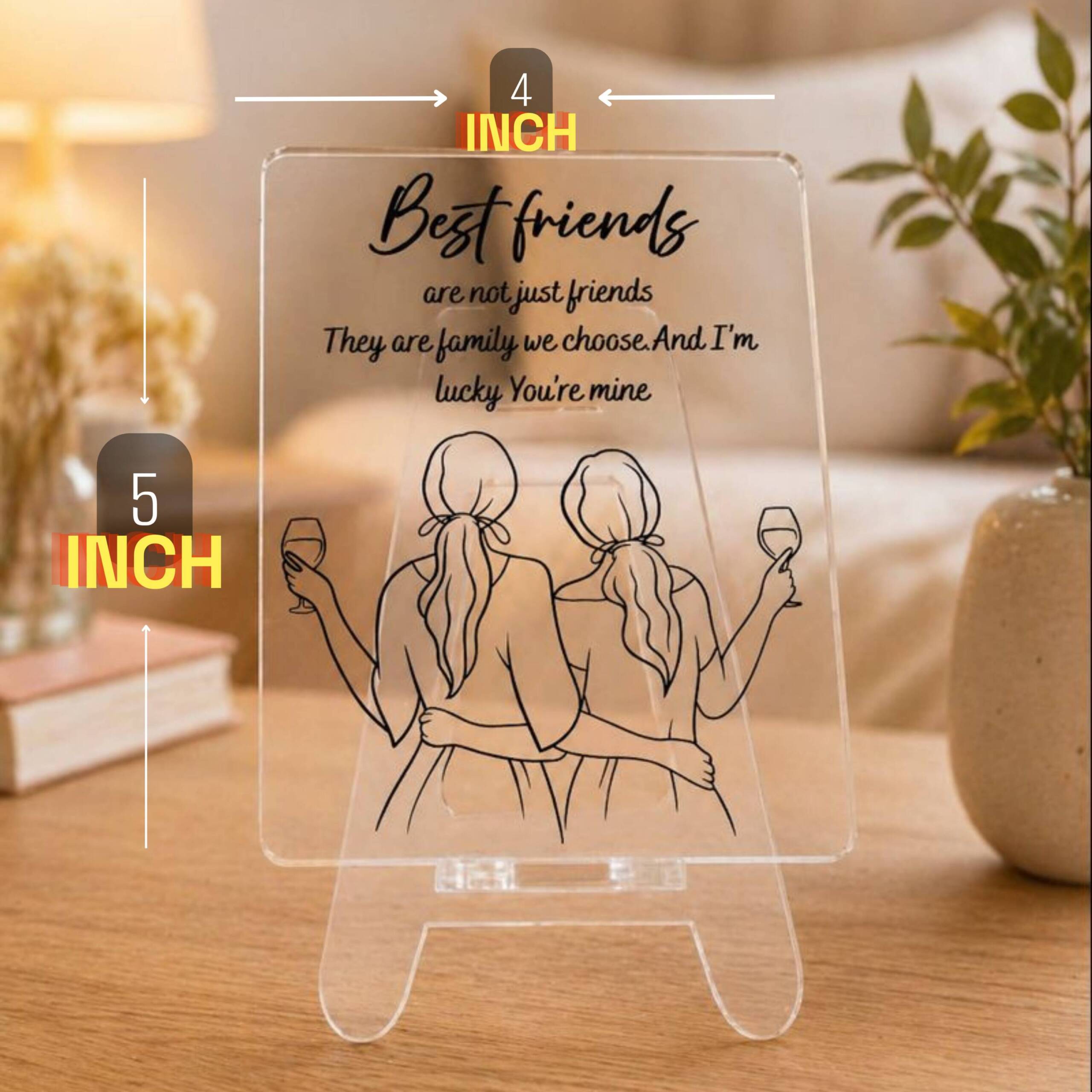 Best Gift For Best Friend Transparent Acrylic Desk Frame with Stand (5x4 Inch) | Best Friends Acrylic Desk Sign Gift - Image 3