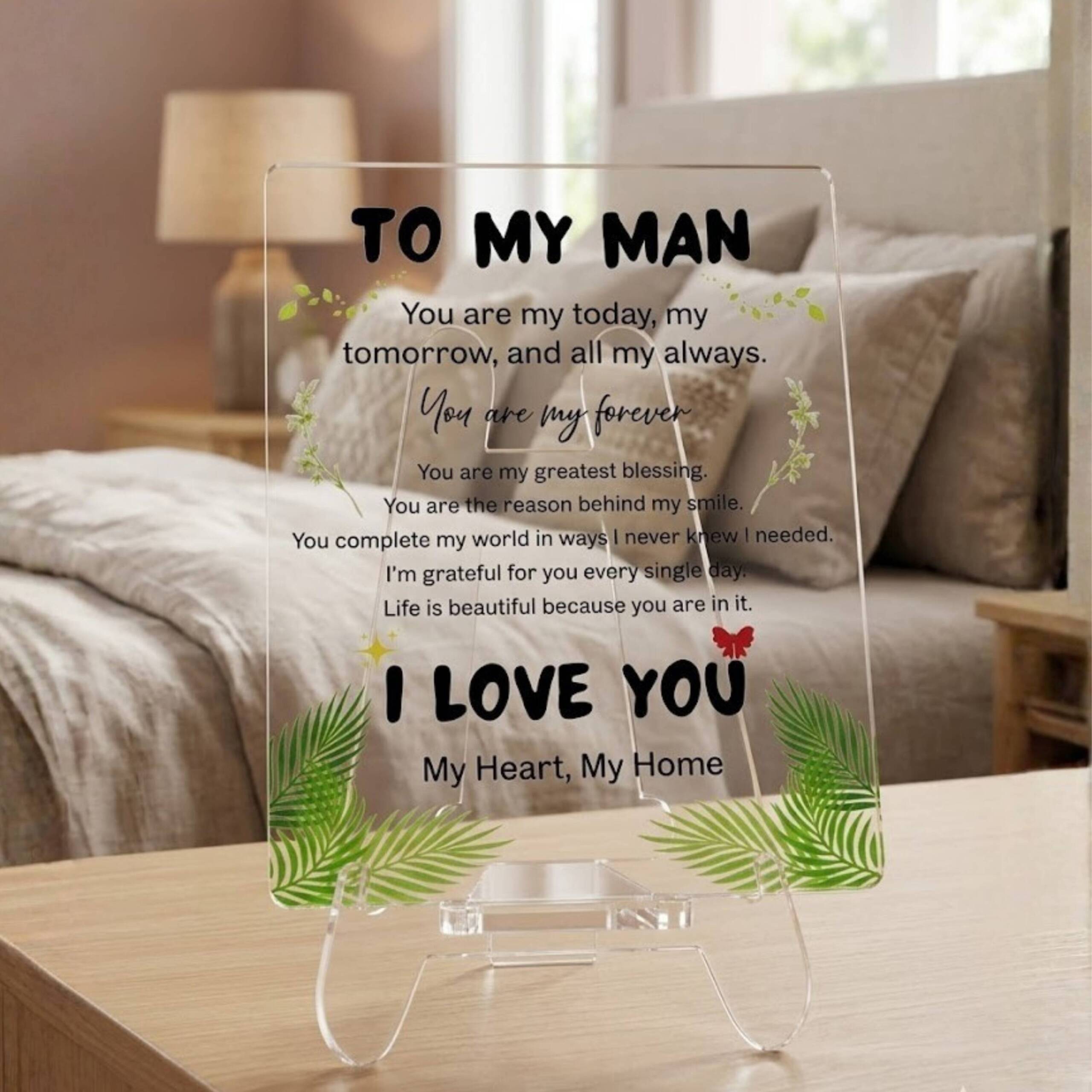To My Man Gift For Man | Transparent Acrylic Desk Frame with Stand (5x4 Inch)