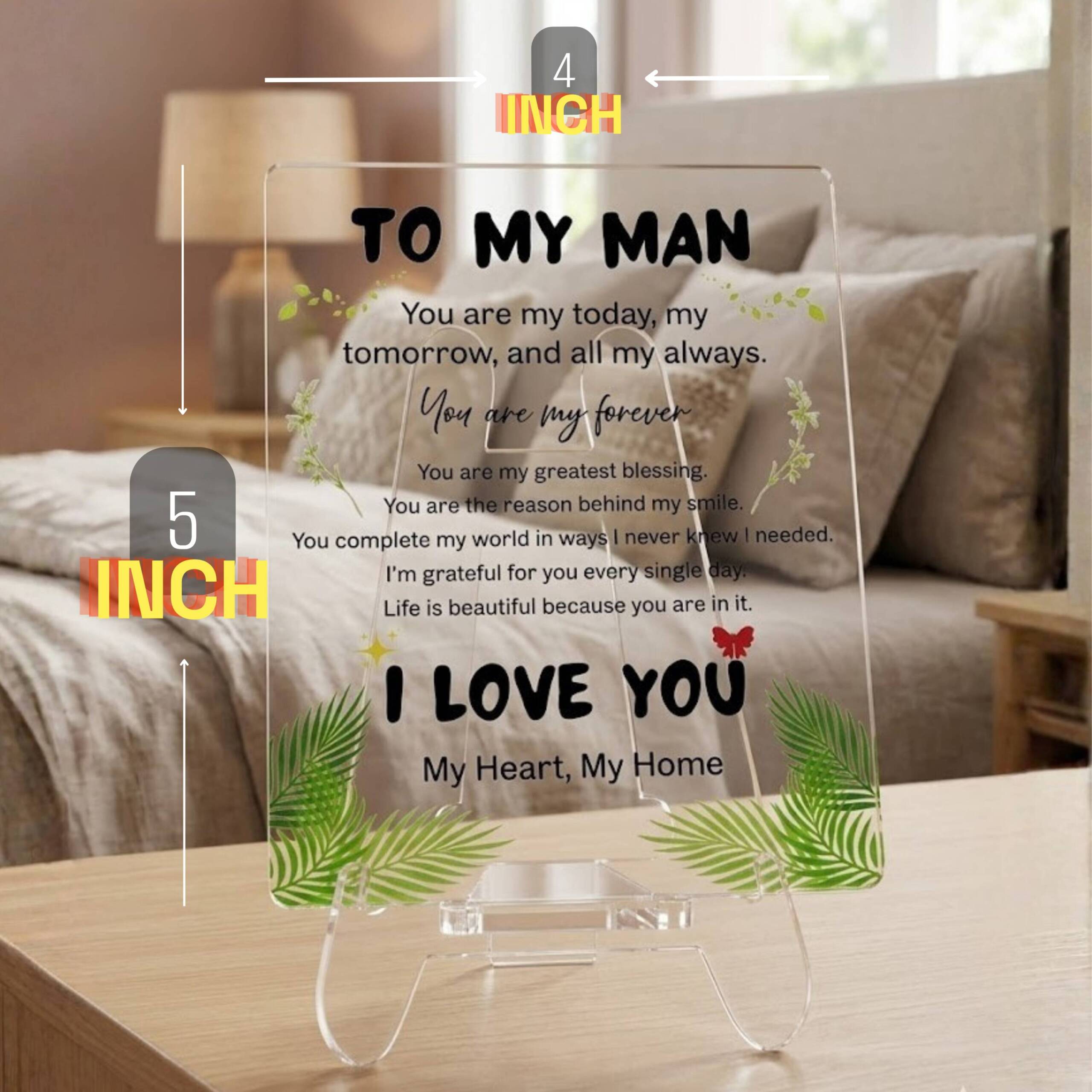 To My Man Gift For Man | Transparent Acrylic Desk Frame with Stand (5x4 Inch) - Image 3