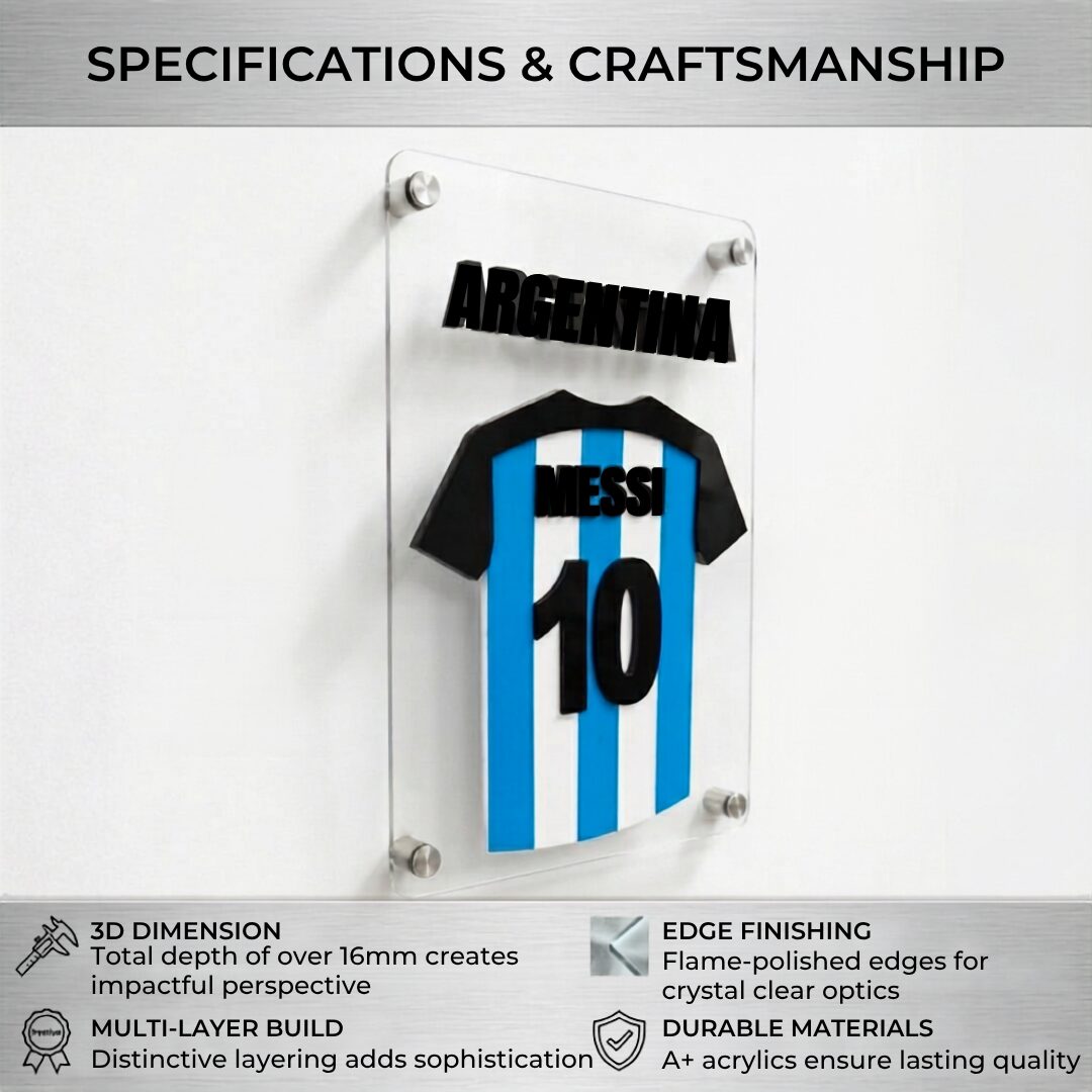 Sensational Messi Argentina Jersey Wall Art – Premium 3D Acrylic Plaque - Image 2