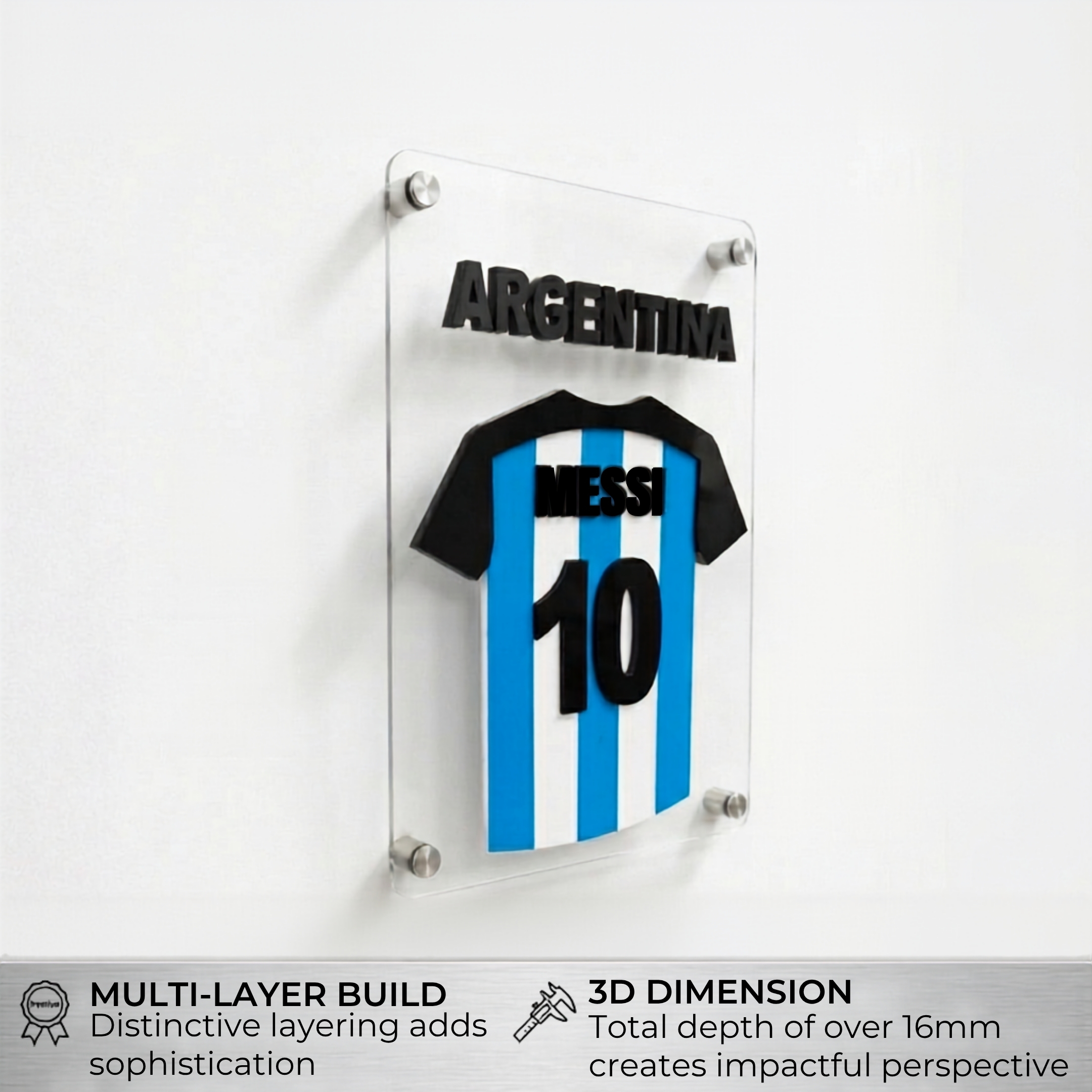 Sensational Messi Argentina Jersey Wall Art – Premium 3D Acrylic Plaque - Image 2
