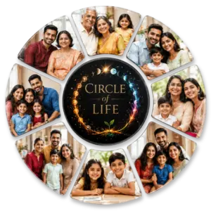 Tresneria Personalized Photo Collage Fridge Magnet for Refrigerator, Custom  8 Photos, Circle of Life Design