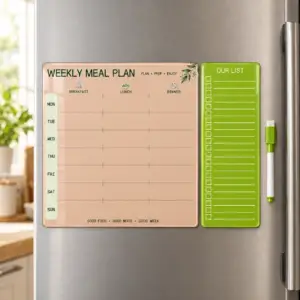 Magnetic Meal Planner & Grocery List for Fridge - Green, large
