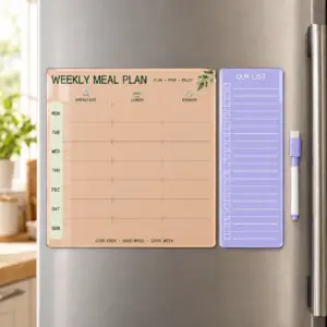 Magnetic Meal Planner & Grocery List for Fridge - Lavender, large