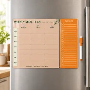 Magnetic Meal Planner & Grocery List for Fridge - Orange, large