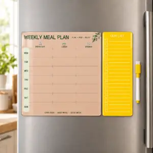 Magnetic Meal Planner & Grocery List for Fridge - Yellow, large