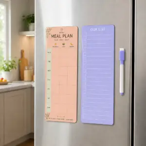 Magnetic Meal Planner & Grocery List for Fridge - Lavender, compact