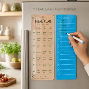 Magnetic Meal Planner & Grocery List for Fridge - Sky Blue, compact