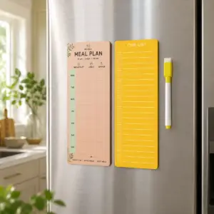 Magnetic Meal Planner & Grocery List for Fridge - Yellow, compact